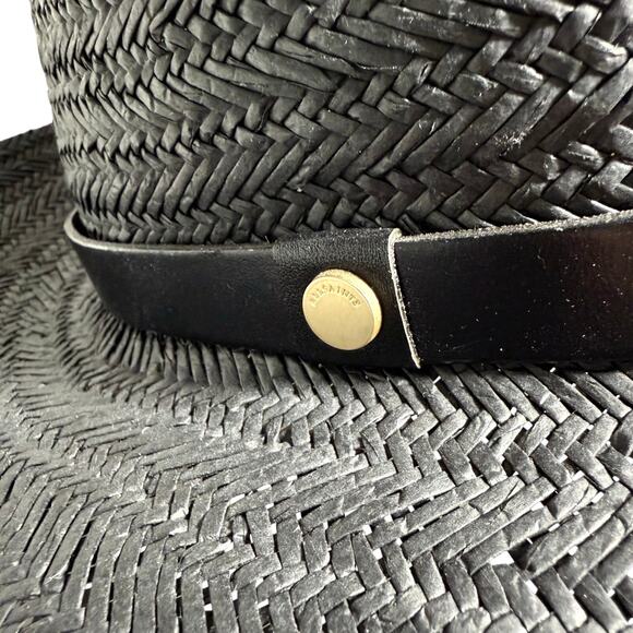 NWOT AllSaints Talia Fedora Hat Black Leather Trim - Picture 10 of 12